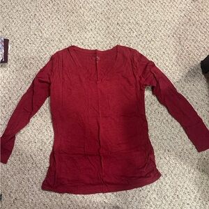 Women's maternity Long Sleeve V-Neck Top - Red